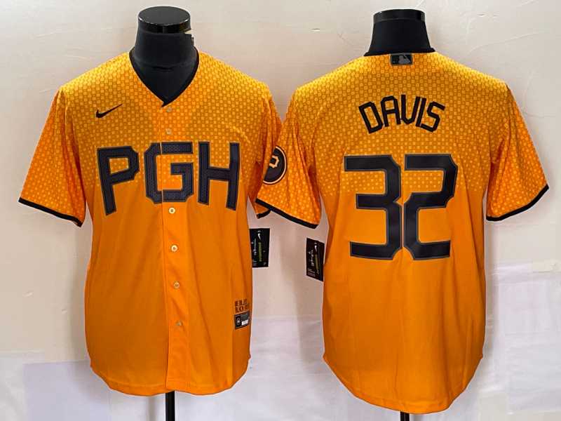 Men%27s Pittsburgh Pirates #32 Henry Davis Yellow 2023 City Connect Stitched Jersey->pittsburgh pirates->MLB Jersey